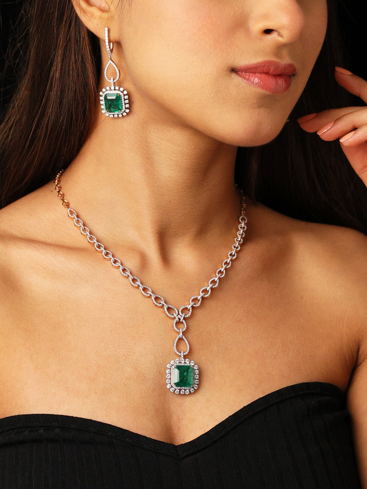 Emerald Link Drop Earrings