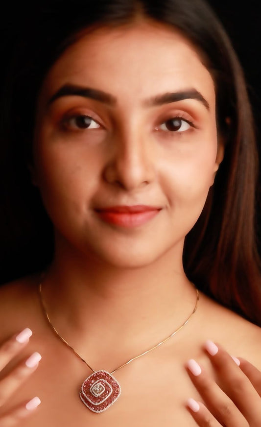 PS1743 – 18KT Blush Rose Gold and Diamond Pendant – Gehna Jewellers