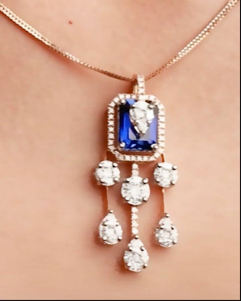 Royal Cascade Sapphire and Diamond Pendant