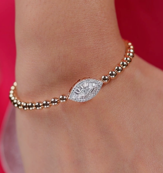 Rose Bead Diamond Center Bracelet