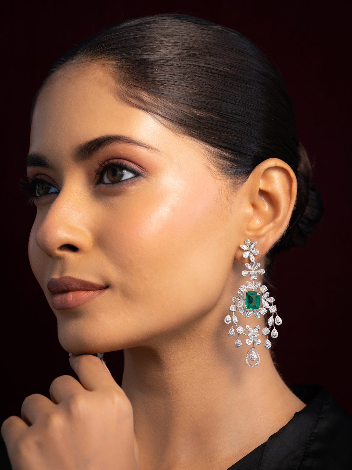 Floral Marquise Cascade Earrings