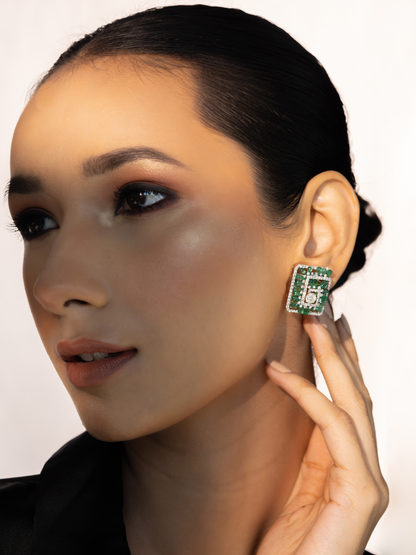 Emerald Prism Studs
