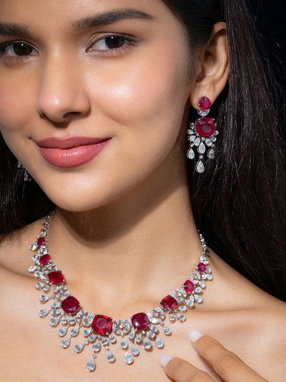Ruby Cascade Necklace Set