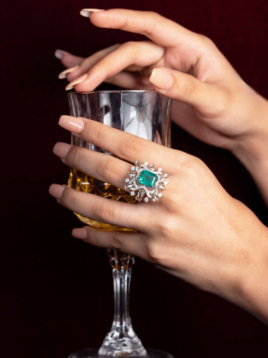 Emerald Sunburst Ring
