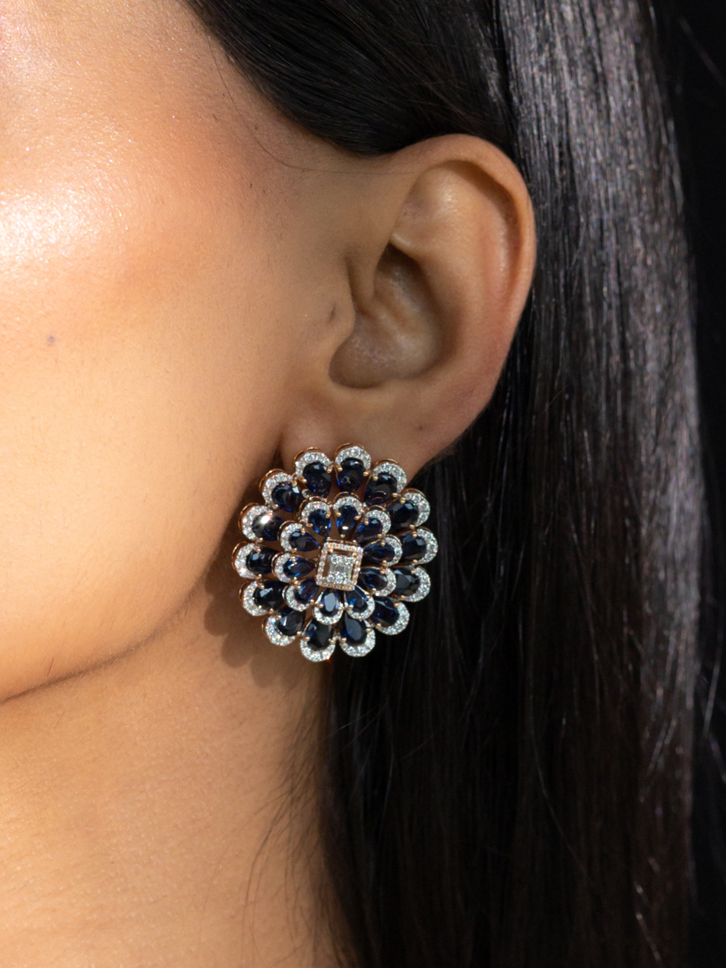 Bold Blue Bloom Studs