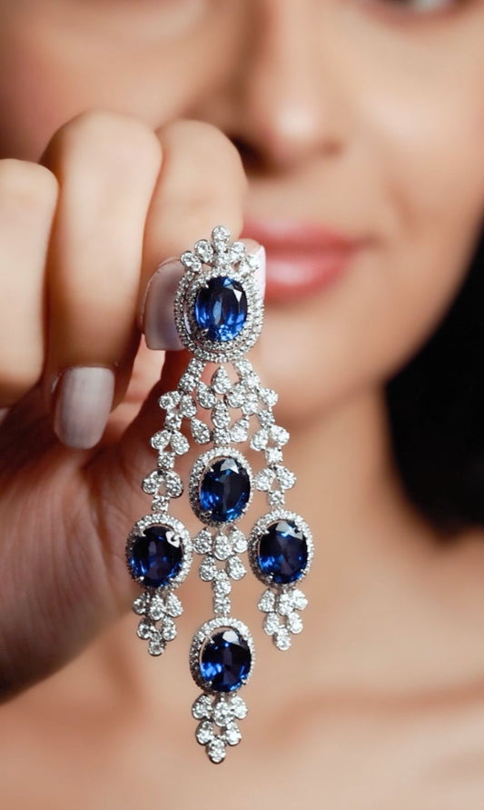 ER4802 - 18KT Royal Blue Diamond Earrings with Vintage Silhouette – Gehna Jewellers
