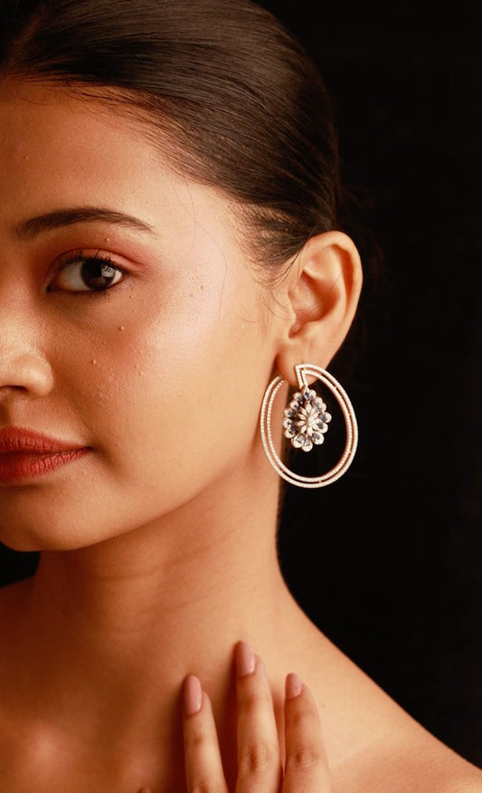 ER8710 - 18KT Rose Gold Lotus Diamond Earrings – Gehna Jewellers