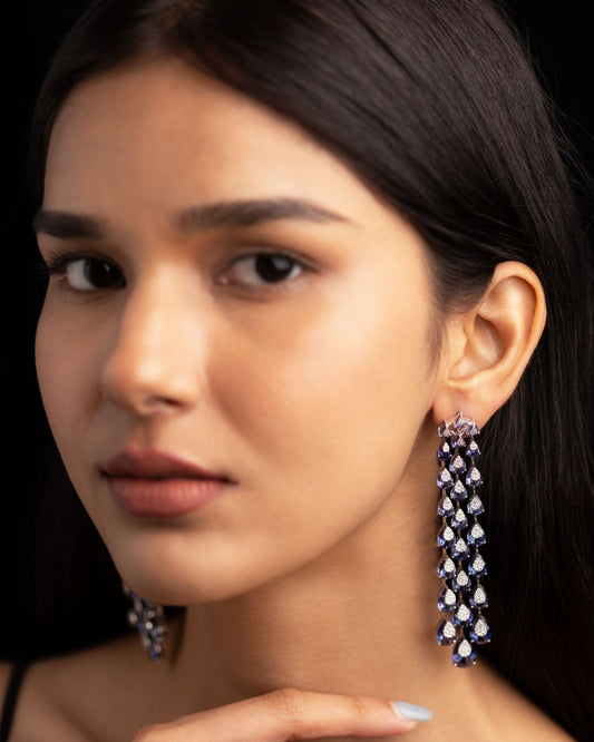 ER8969 - 18KT Shoulder Duster Earrings with Violet Teardrop Stones and Diamonds – Gehna Jewellers