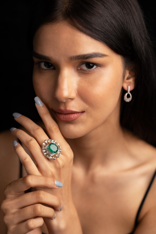 Emerald Sunbeam Statement Ring