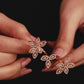 Twin Bloom Floral Two-Finger Ring – Marquise Diamond Statement Ring – Gehna Jewellers