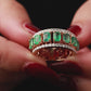 Emerald and Diamond Wide Gold Band – Structured Luxury Design – Gehna Jewellers